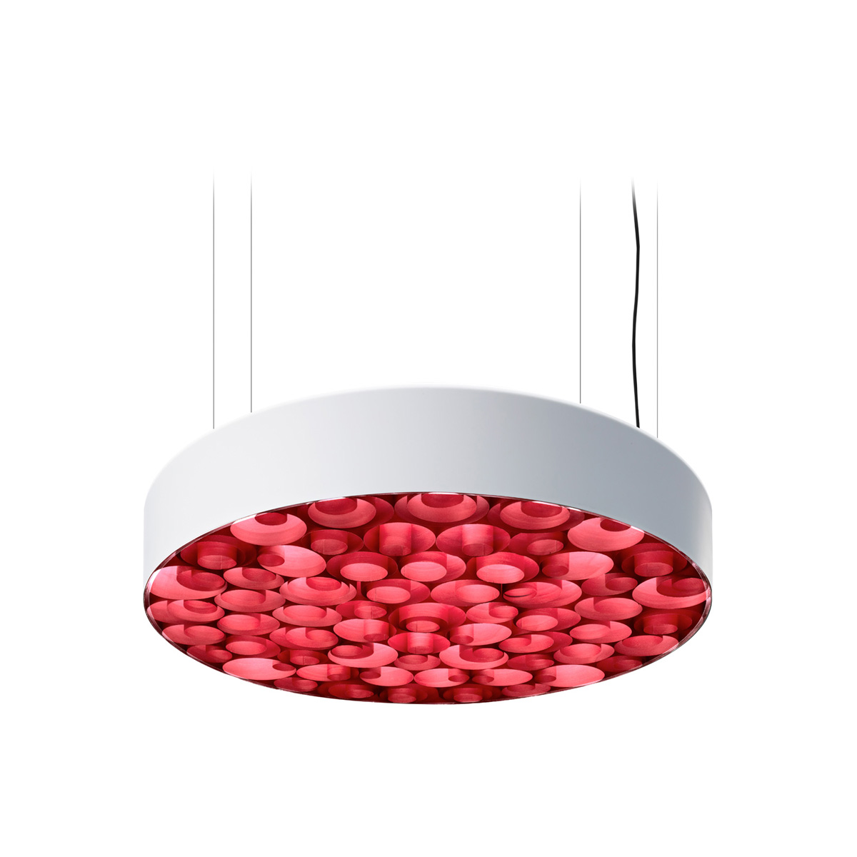 LZF Lamps Spiro Medium LED Pendelleuchte, äußerer Schirm: weiß, innen: rot