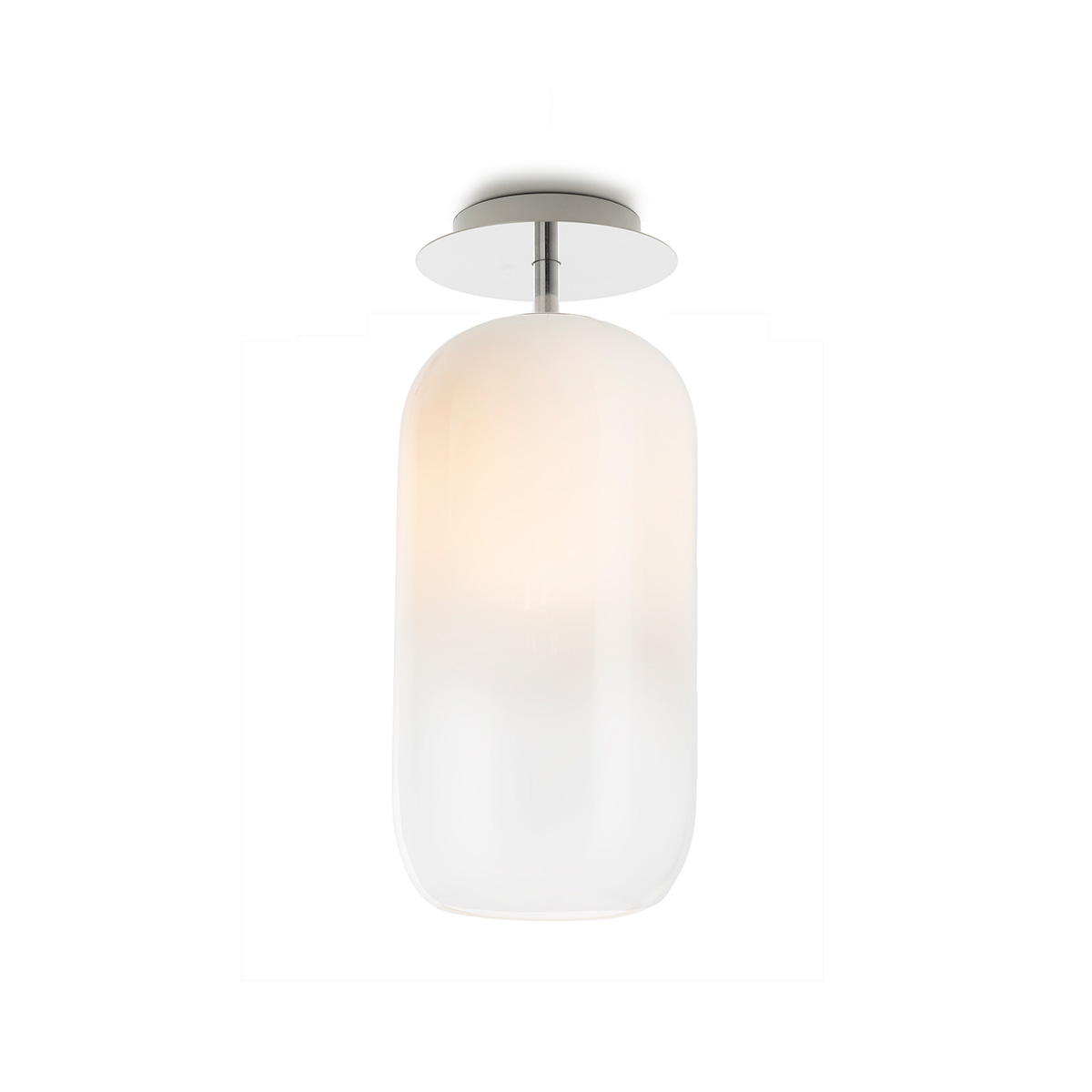 Artemide Gople Lamp Soffitto, Aluminium, Schirm: weiß