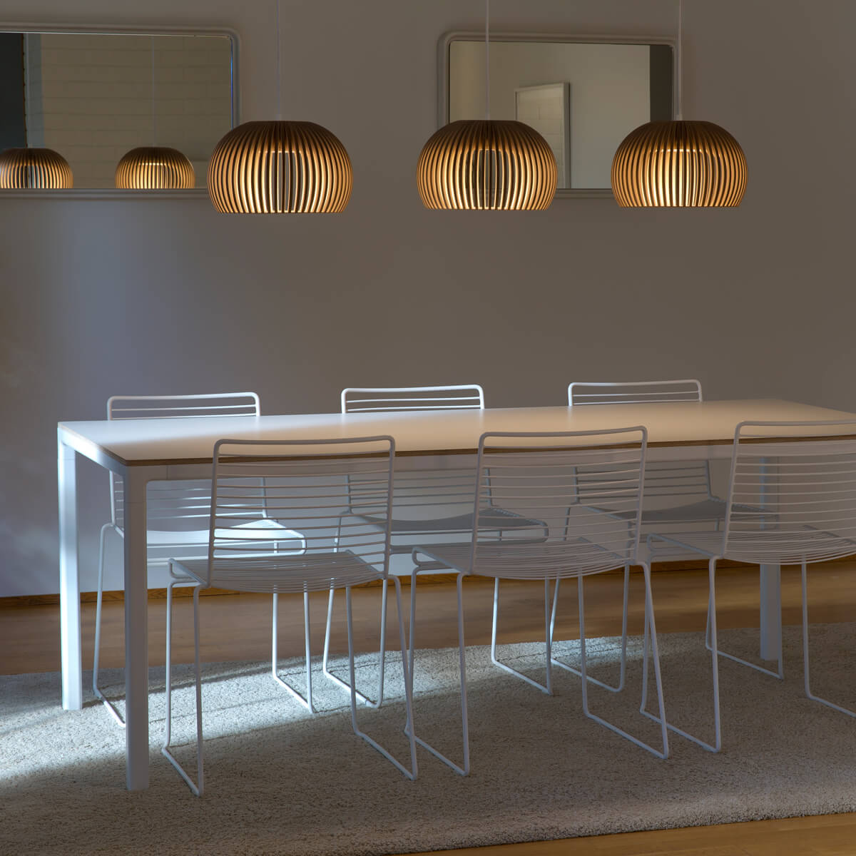 Secto Design Atto 5000 Pendelleuchte, Walnussfurnier, Kabel: weiß