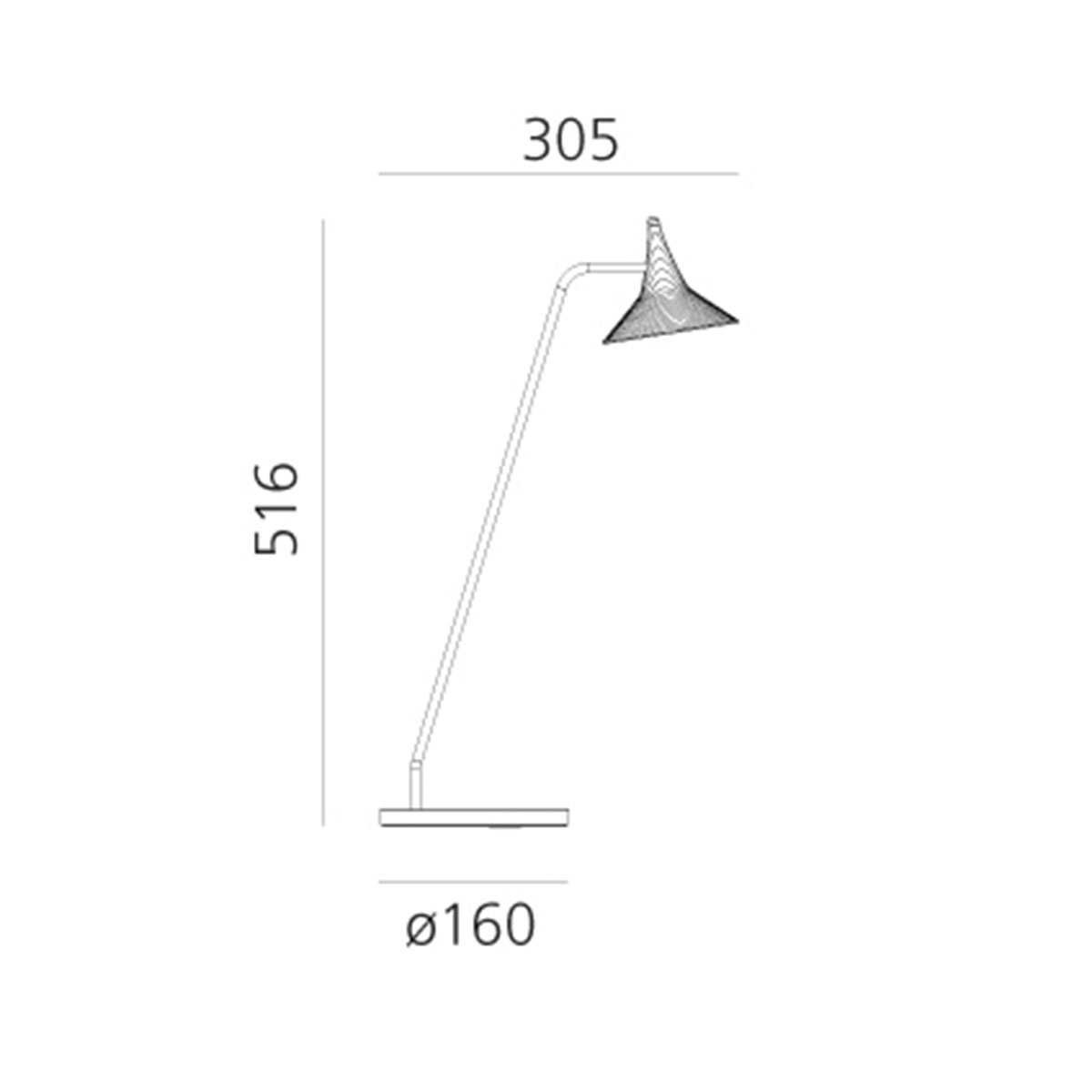 Artemide Unterlinden LED Tavolo, Maßzeichnung
