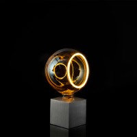 Sompex Cubic Tischleuchte mit Segula LED Floating Globe 150 90° smokey grau, Aluminium (inbegriffen) (©Leuchtenland.com)