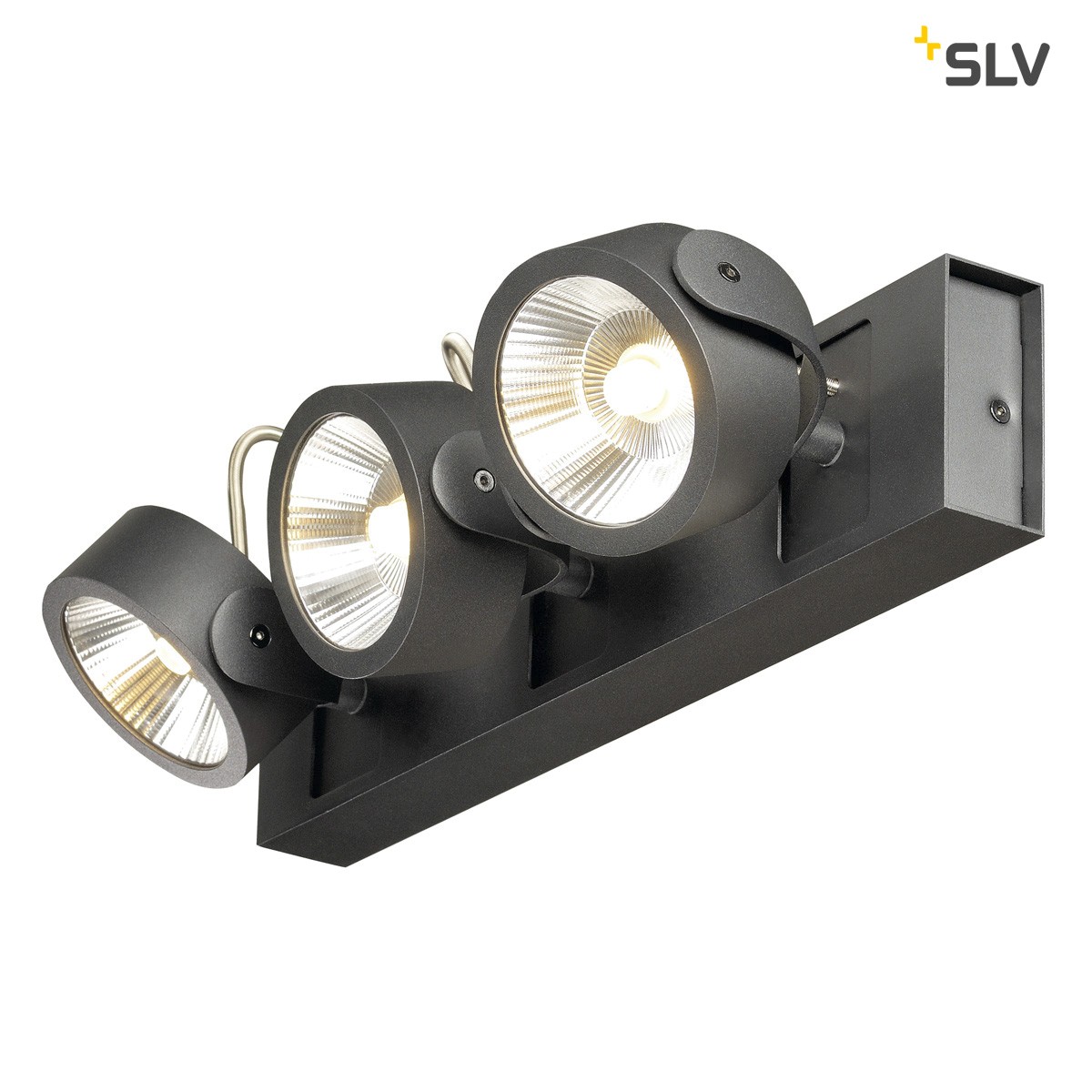 SLV Kalu LED Wand- / Deckenleuchte, 3-flg. 60°, schwarz