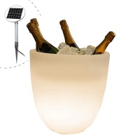8 seasons design Shining Curvy Cooler LED Solar- / Dekoleuchte & Weinkühler, weiß (Dekoration nicht inbegriffen)