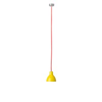 Rotaliana Luxy H5 Pendelleuchte, Kabel: rot, Schirm: gelb glänzend