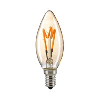Sigor LED Filament Kerze Curved E14 Gold, 2,5 W, 1800 K, dimmbar, Ø: 3,5 cm