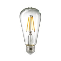 Sigor LED Filament Edison Lampe E27 klar, 7 W, Dim-to-Warm, Ø: 6,4 cm