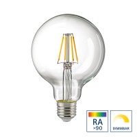 Sigor LED Filament Globelampe E27 klar, 7 W, 2700 K, dimmbar, Ø: 9,5 cm