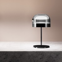 Fontana Arte Equatore LED Tischleuchte, Rückläufer, Höhe: 42,5 cm, Nickel schwarz