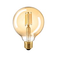 Sigor LED Filament Globelampe E27 Gold, 4,5 W, 2500 K, dimmbar, Ø: 9,5 cm