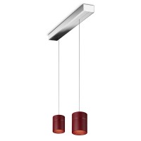 Oligo Tudor M LED Pendelleuchte, 2-flg., TW, unsichtbare Höhenverstellung, Baldachin: Chrom, rot matt
