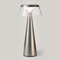 Mobilux SunGlow LED Akkuleuchte mit Leuchtenschirm, silbergrau / transparent Silber