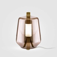 Prandina Luisa T3 LED Tischleuchte, Struktur: Messing, Glas rosé glänzend metallisiert