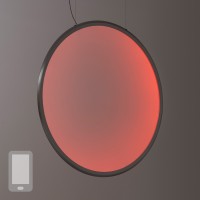 Artemide Discovery Vertical 100 RGBW LED Sospensione, App-kompatibel, Aluminium satiniert (Lichtfarbe rot)