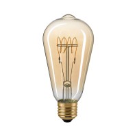 Sigor LED Filament Edison Lampe Slim Curved E27 Gold, 5,5 W, 2500 K, dimmbar, Ø: 6,4 cm
