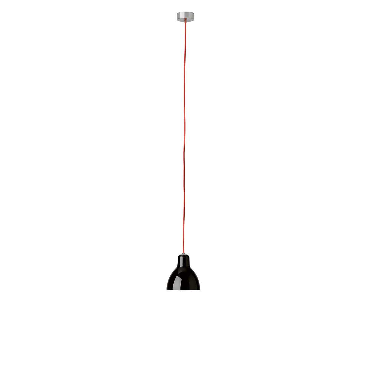 Rotaliana Luxy H5 Pendelleuchte, Kabel: rot: Schirm: schwarz glänzend