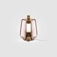 Prandina Luisa T1 LED Tischleuchte, Struktur: Messing, Glas rosé glänzend metallisiert