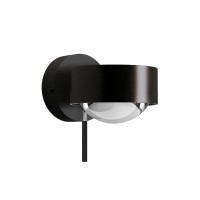 Top Light Puk Mini Wall + LED Wandleuchte, Gehäuse, Auslaufmodell, schwarz lackiert / Chrom, mit Glas satiniert / Linse klar (nicht inbegriffen)