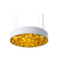 LZF Lamps Spiro Medium LED Pendelleuchte, äußerer Schirm: weiß, innen: gelb