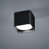 Helestra Dora LED Deckenleuchte, eckig, schwarz matt - Glas satiniert