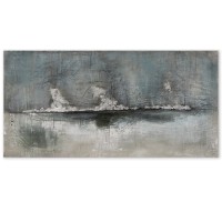 ImageLand Gemälde Vulkanexplosion in Silber, 70 x 140 cm, Acryl auf Leinwand
