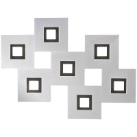Grossmann Karree LED Deckenleuchte, Aluminium, 7-flg., Dim-to-Warm, Rahmen: schwarz matt
