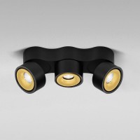 Egger Licht DLS Lighting Clippo Trio LED Wand- / Deckenstrahler, Dim-to-Warm, schwarz / Gold