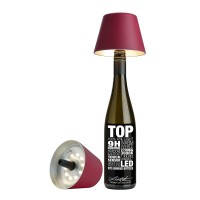 Sompex Top LED Akkuleuchte & Flaschenaufsatz, bordeaux (Flasche nicht inbegriffen; zu sehen sind zwei Akkuleuchten)