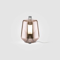 Prandina Luisa T1 LED Tischleuchte, Struktur: Chrom, Glas rosé glänzend metallisiert