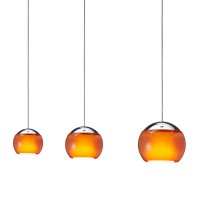 Oligo Balino LED Pendelleuchte, 3-flg., unsichtbare Höhenverstellung, Baldachin: weiß matt, Chrom / orange glänzend