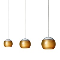 Oligo Balino LED Pendelleuchte, 3-flg., unsichtbare Höhenverstellung, Baldachin: weiß matt, Chrom matt / Gold glänzend