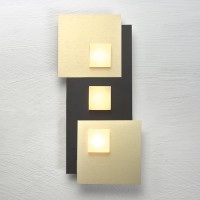 Bopp Pixel 2.0 LED Deckenleuchte, 3-flg., Auslaufmodell, schwarz, Dekoplatte: hellgold