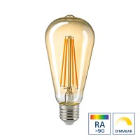 Sigor LED Filament Rustikalampe E27 Gold, 7 W, 2500 K, dimmbar, Ø: 6,4 cm