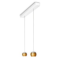 Oligo Balino LED Pendelleuchte, 2-flg., unsichtbare Höhenverstellung, Baldachin: weiß matt, Chrom matt / Gold glänzend