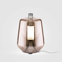 Prandina Luisa T3 LED Tischleuchte, Struktur: Chrom, Glas rosé glänzend metallisiert