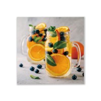 ImageLand Glasbild Digitaldruck Cocktail mit Orangen, 60 x 60 cm, Digitaldruck hinter Glas