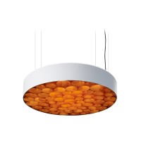 LZF Lamps Spiro Medium LED Pendelleuchte, äußerer Schirm: weiß, innen: orange