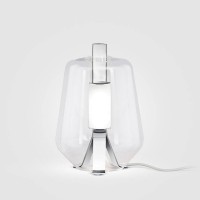 Prandina Luisa T3 LED Tischleuchte, Struktur: Chrom, Glas klar