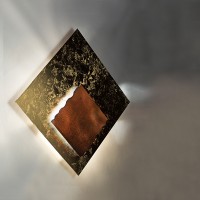 Icone Piastra QP LED Wandleuchte, 35 x 35 cm, Blattgold / Rost 
