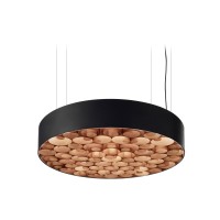 LZF Lamps Spiro Medium LED Pendelleuchte, äußerer Schirm: schwarz, innen: Kirsche