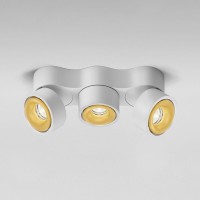 Egger Licht DLS Lighting Clippo Trio LED Wand- / Deckenstrahler, Dim-to-Warm, weiß / Gold