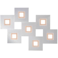 Grossmann Karree LED Deckenleuchte, Aluminium, 7-flg., Dim-to-Warm, Rahmen: pastellkupfer