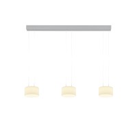 Bankamp Grand LED Pendelleuchte, 3-flg., Vertical flex, Aluminium eloxiert, Schirm: Glas opalweiß