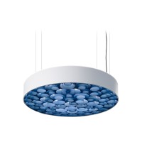LZF Lamps Spiro Medium LED Pendelleuchte, äußerer Schirm: weiß, innen: blau