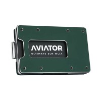 Aviator Wallet Aluminium Velvet Green Slide Slim Wallet Geldbörse, inkl. AirTag Cash Clip (Vorderseite)