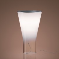 Foscarini Soffio LED Tavolo, Glas transparent / weiß