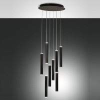 Fabas Luce Prado LED Pendelleuchte, 8-flg., mit Rondell, schwarz 