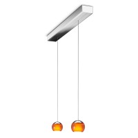Oligo Balino LED Pendelleuchte, 2-flg., unsichtbare Höhenverstellung, Baldachin: Chrom, Rückläufer, Chrom / orange glänzend