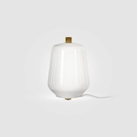 Prandina Luisa T1 LED Tischleuchte, Struktur: Messing, Glas weiß glänzend