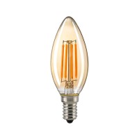 Sigor LED Filament Kerze E14 Gold, 4 W, 2400 K, dimmbar, Ø: 3,5 cm