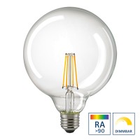 Sigor LED Filament Globelampe E27 klar, 7 W, 2700 K, dimmbar, Ø: 12,5 cm